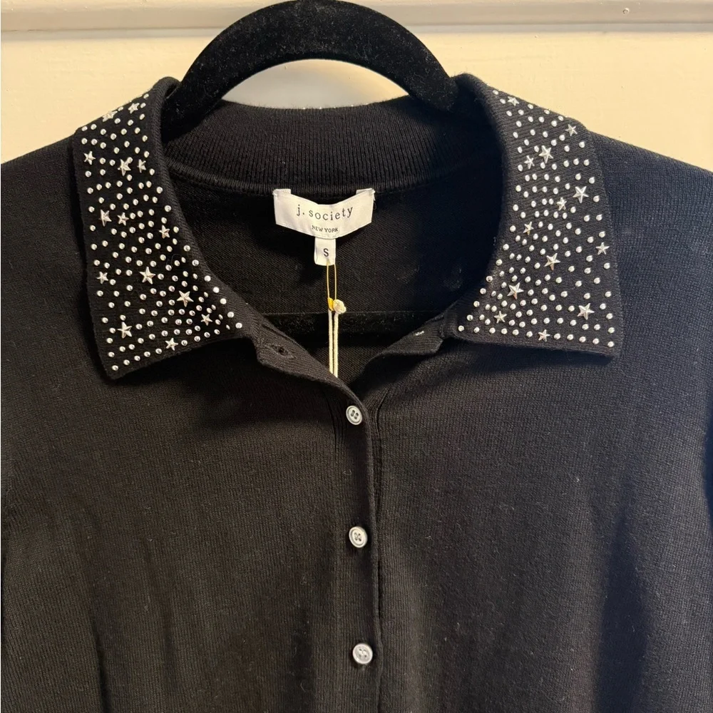 J.Society Black Cardigan with Studded Collar - Picture 3 of 7